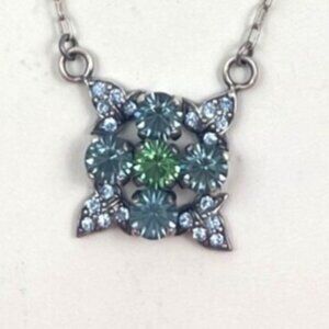 Catherine Popesco France Sterling Silver Necklace With Green & Blue Gemstone Pen